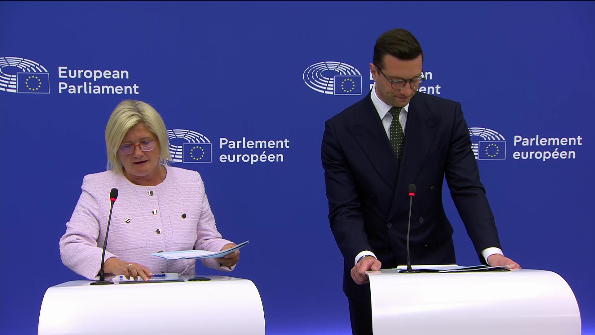 Press briefing by Jordan BARDELLA (PfE, FR), President of PfE Group, Kinga GÁL, Vice-President of PfE Group